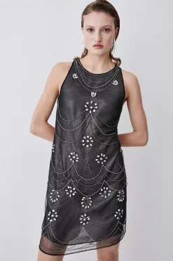 Best reviews of ๐ Karen Millen Crystal Embellished Metallic Sheer Mini ๐ Dress - black ๐ 15 Best reviews of ๐ Karen Millen Crystal Embellished Metallic Sheer Mini ๐ Dress - black ๐ -Occasionwear Popular Store womens black crystal embellished metallic sheer mini dress