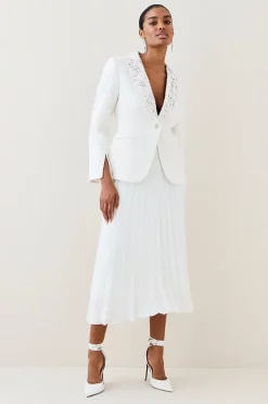 Outlet β¨ Karen Millen Embellish Collar Sparkle Boucle Pleated Midi π Dress βοΈ 14 Outlet β¨ Karen Millen Embellish Collar Sparkle Boucle Pleated Midi π Dress βοΈ -Occasionwear Popular Store womens black embellish collar sparkle boucle pleated midi dress