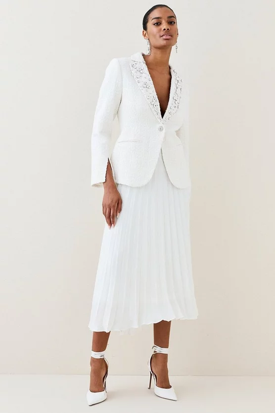 Outlet β¨ Karen Millen Embellish Collar Sparkle Boucle Pleated Midi π Dress βοΈ 8 Outlet β¨ Karen Millen Embellish Collar Sparkle Boucle Pleated Midi π Dress βοΈ - Image 6