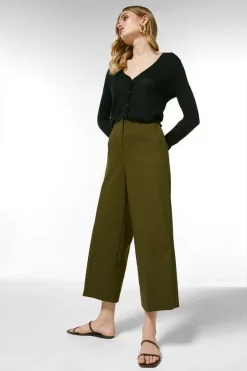 Deals ✨ Karen Millen Essential Techno Woven Wide Leg Trouser 🔔 -Occasionwear Popular Store womens black essential techno woven wide leg trouser 1