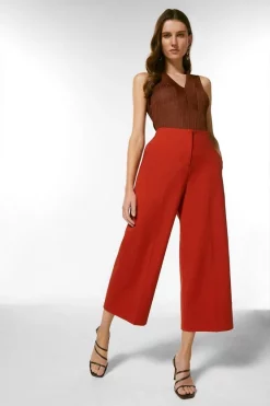 Deals ✨ Karen Millen Essential Techno Woven Wide Leg Trouser 🔔 -Occasionwear Popular Store womens black essential techno woven wide leg trouser 3