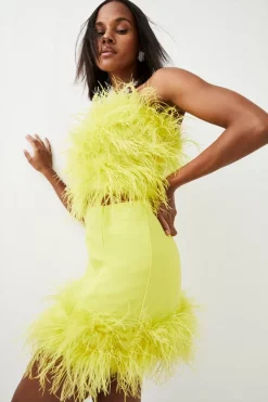 Top 10 👏 Karen Millen Feather Bandeau Top 😉 -Occasionwear Popular Store womens black feather bandeau top 2