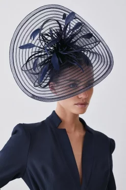 Budget 😀 Karen Millen Feather Detail Fascinator 💯 -Occasionwear Popular Store womens black feather detail fascinator 1