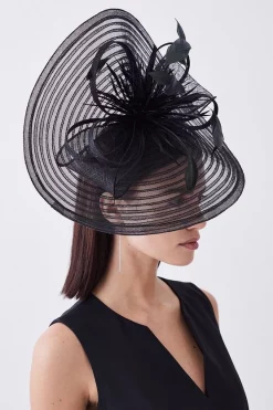 Budget 😀 Karen Millen Feather Detail Fascinator 💯 -Occasionwear Popular Store womens black feather detail fascinator 2