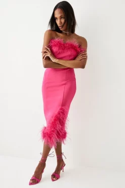 Promo โค๏ธ Karen Millen Feather & Ponte Bandeau Midi ๐ Dress ๐ 13 Promo โค๏ธ Karen Millen Feather & Ponte Bandeau Midi ๐ Dress ๐ -Occasionwear Popular Store womens black feather ponte bandeau midi dress