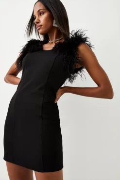 Deals 🔥 Karen Millen Feather Strap Ponte Mini 👗 Dress 🔥 16 Deals 🔥 Karen Millen Feather Strap Ponte Mini 👗 Dress 🔥 -Occasionwear Popular Store womens black feather strap ponte mini dress 1 2