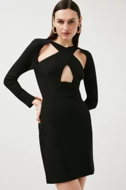 Flash Sale ✔️ Karen Millen Figure Form Stretch Woven Cut Out Mini - black ✨ -Occasionwear Popular Store womens black figure form stretch woven cut out mini