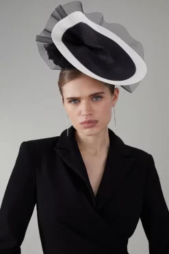 Outlet 🔥 Karen Millen Flower & Frill Detail Headband Fascinator - black 🎉 -Occasionwear Popular Store womens black flower frill detail headband fascinator