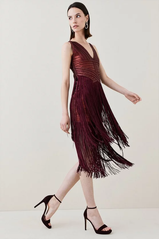Best deal ๐ Karen Millen Foiled Bandage Knit Fringe Tiered Midi ๐ Dress ๐งจ 9 Best deal ๐ Karen Millen Foiled Bandage Knit Fringe Tiered Midi ๐ Dress ๐งจ - Image 7