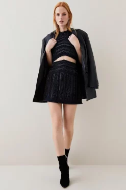 Cheap ✔️ Karen Millen Geometric Beaded Armour Woven Mini 👗 Skirt - black 🥰 13 Cheap ✔️ Karen Millen Geometric Beaded Armour Woven Mini 👗 Skirt - black 🥰 -Occasionwear Popular Store womens black geometric beaded armour woven mini skirt