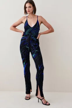Deals 🔥 Karen Millen Hand Beaded And Embellished Jumpsuit ✨ 15 Deals 🔥 Karen Millen Hand Beaded And Embellished Jumpsuit ✨ -Occasionwear Popular Store womens black hand beaded and embellished jumpsuit 1