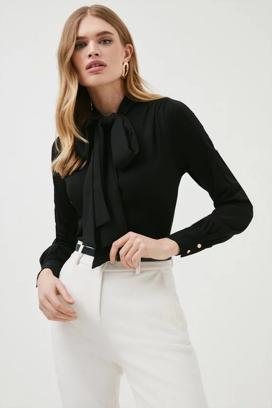 Cheap ๐ Karen Millen High Neck Pussy Bow Detail Jersey Top โค๏ธ 7 Cheap ๐ Karen Millen High Neck Pussy Bow Detail Jersey Top โค๏ธ - Image 5