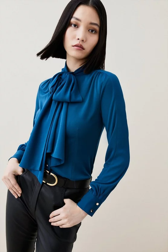 Cheap ๐ Karen Millen High Neck Pussy Bow Detail Jersey Top โค๏ธ 6 Cheap ๐ Karen Millen High Neck Pussy Bow Detail Jersey Top โค๏ธ - Image 4