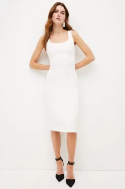 Wholesale 👏 Karen Millen Italian Structured Jersey Corset Detail Midi 👗 Dress 🌟 -Occasionwear Popular Store womens black italian structured jersey corset detail midi dress