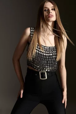 Brand new 😉 Karen Millen Jewelled Detail Woven Bralette 🤩 -Occasionwear Popular Store womens black jewelled detail woven bralette