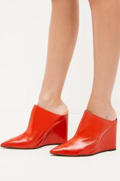 Promo 😀 Karen Millen Leather Heeled Mule 👟 Shoe 🤩 -Occasionwear Popular Store womens black leather heeled mule shoe 2