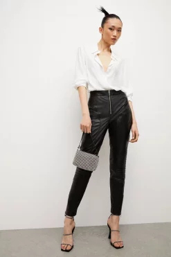 Best reviews of ✨ Karen Millen Leather Moto Biker Trouser 😉 -Occasionwear Popular Store womens black leather moto biker trouser