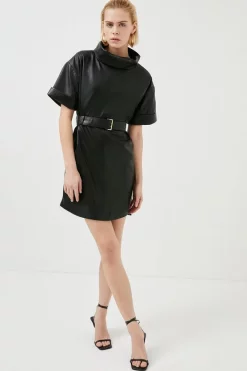 Cheap โค๏ธ Karen Millen Leather Relaxed Belted Mini ๐ Dress - black ๐คฉ 13 Cheap โค๏ธ Karen Millen Leather Relaxed Belted Mini ๐ Dress - black ๐คฉ -Occasionwear Popular Store womens black leather relaxed belted mini dress