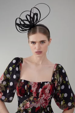 Top 10 🛒 Karen Millen Loop Detail Headband Fascinator 👏 -Occasionwear Popular Store womens black loop detail headband fascinator