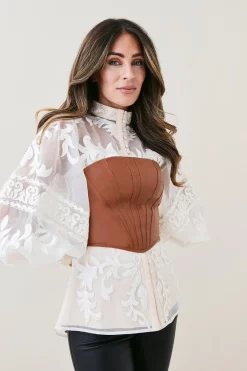 Cheap ❤️ Karen Millen Lydia Millen Leather Corset Top 🔔 -Occasionwear Popular Store womens black lydia millen leather corset top