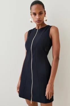 Outlet ๐ฏ Karen Millen Mesh Contour Zip Front Mini ๐ Dress - black ๐ 13 Outlet ๐ฏ Karen Millen Mesh Contour Zip Front Mini ๐ Dress - black ๐ -Occasionwear Popular Store womens black mesh contour zip front mini dress