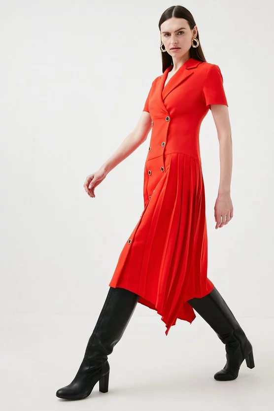 Best Pirce 🎁 Karen Millen Military Tailored Tuxedo Pleated Midi 👗 Dress ⭐ 7 Best Pirce 🎁 Karen Millen Military Tailored Tuxedo Pleated Midi 👗 Dress ⭐ - Image 5