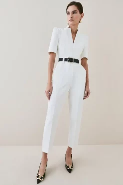 Buy 😀 Karen Millen Petite Forever Belted Jumpsuit 💯 -Occasionwear Popular Store womens black petite forever belted jumpsuit