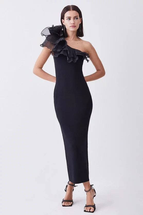 Promo ๐ฅฐ Karen Millen Petite One Shoulder Organza Flower Detail Knit Midi ๐ Dress - black ๐ 8 Promo ๐ฅฐ Karen Millen Petite One Shoulder Organza Flower Detail Knit Midi ๐ Dress - black ๐ - Image 6