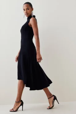 Top 10 ❤️ Karen Millen Petite Soft Tailored High Low Midi 👗 Dress ⌛ -Occasionwear Popular Store womens black petite soft tailored high low midi dress 4