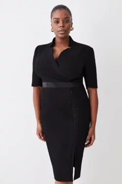 Flash Sale ⌛ Karen Millen Plus Size Compact Stretch Lace Up Forever Midi 👗 Dress - black 😀 13 Flash Sale ⌛ Karen Millen Plus Size Compact Stretch Lace Up Forever Midi 👗 Dress - black 😀 -Occasionwear Popular Store womens black plus size compact stretch lace up forever midi dress