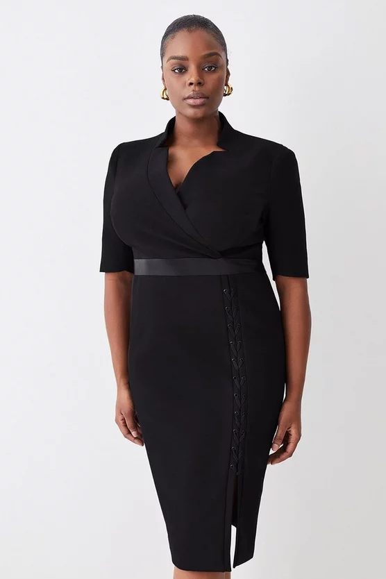 Flash Sale ⌛ Karen Millen Plus Size Compact Stretch Lace Up Forever Midi 👗 Dress - black 😀 8 Flash Sale ⌛ Karen Millen Plus Size Compact Stretch Lace Up Forever Midi 👗 Dress - black 😀 - Image 6