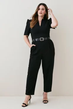 Buy 😉 Karen Millen Plus Size Forever Belted Jumpsuit - black 👏 -Occasionwear Popular Store womens black plus size forever belted jumpsuit