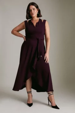 Flash Sale 🔥 Karen Millen Plus Size Soft Tailored Waterfall Maxi 👗 Dress 🛒 -Occasionwear Popular Store womens black plus size soft tailored waterfall maxi dress 1