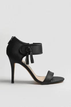 Promo 🔥 Karen Millen Satin Tassel Trim 👠 Heels 🎁 -Occasionwear Popular Store womens black satin tassel trim heels