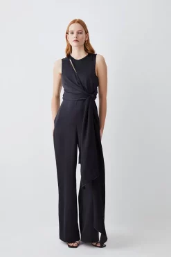 Hot Sale ๐ Karen Millen Soft Tie Knotted Wide Leg Jumpsuit - black ๐คฉ 13 Hot Sale ๐ Karen Millen Soft Tie Knotted Wide Leg Jumpsuit - black ๐คฉ -Occasionwear Popular Store womens black soft tie knotted wide leg jumpsuit