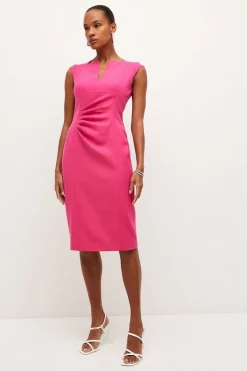 Buy ⭐ Karen Millen Structured Crepe Envelope Neck Pencil Midi 👗 Dress ✨ -Occasionwear Popular Store womens black structured crepe envelope neck pencil midi dress 2