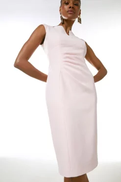 Buy ⭐ Karen Millen Structured Crepe Envelope Neck Pencil Midi 👗 Dress ✨ -Occasionwear Popular Store womens black structured crepe envelope neck pencil midi dress 6