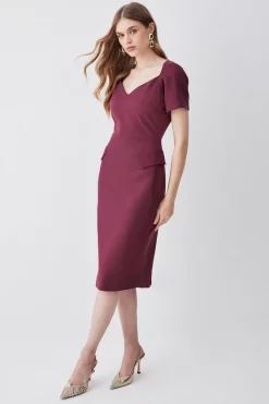 Outlet ❤️ Karen Millen Structured Crepe Square Neck Midi 👗 Dress ⌛ -Occasionwear Popular Store womens black structured crepe square neck midi dress 3