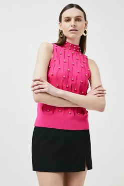 Best reviews of 🧨 Karen Millen Studded Open Knit Top 😀 -Occasionwear Popular Store womens black studded open knit top