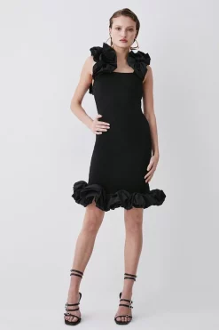 Best deal 🎉 Karen Millen Taffeta Detail Ponte Mini 👗 Dress - black 👏 -Occasionwear Popular Store womens black taffeta detail ponte mini dress