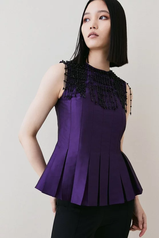 Best Sale ๐ Karen Millen Taffeta Hanging Crystal Embellished Top โค๏ธ 8 Best Sale ๐ Karen Millen Taffeta Hanging Crystal Embellished Top โค๏ธ - Image 6