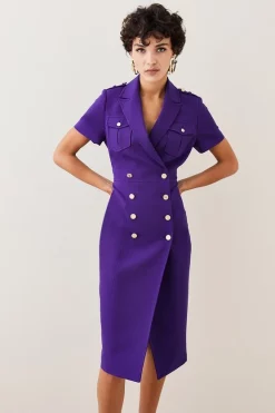 Brand new 👏 Karen Millen Tailored Double Breasted Tux Midi 👗 Dress 🎁 -Occasionwear Popular Store womens black tailored double breasted tux midi dress