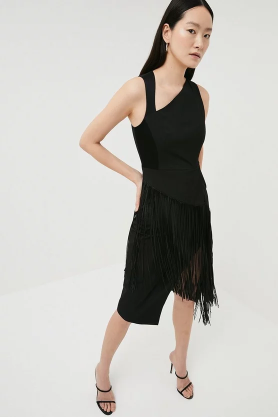 Top 10 ๐ Karen Millen Tailored Fringe Detail Pencil Midi ๐ Dress - black ๐ 8 Top 10 ๐ Karen Millen Tailored Fringe Detail Pencil Midi ๐ Dress - black ๐ - Image 6