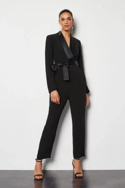 Brand new ✔️ Karen Millen Tuxedo Belted Wrap Jumpsuit ✔️ 16 Brand new ✔️ Karen Millen Tuxedo Belted Wrap Jumpsuit ✔️ -Occasionwear Popular Store womens black tuxedo belted wrap jumpsuit 2