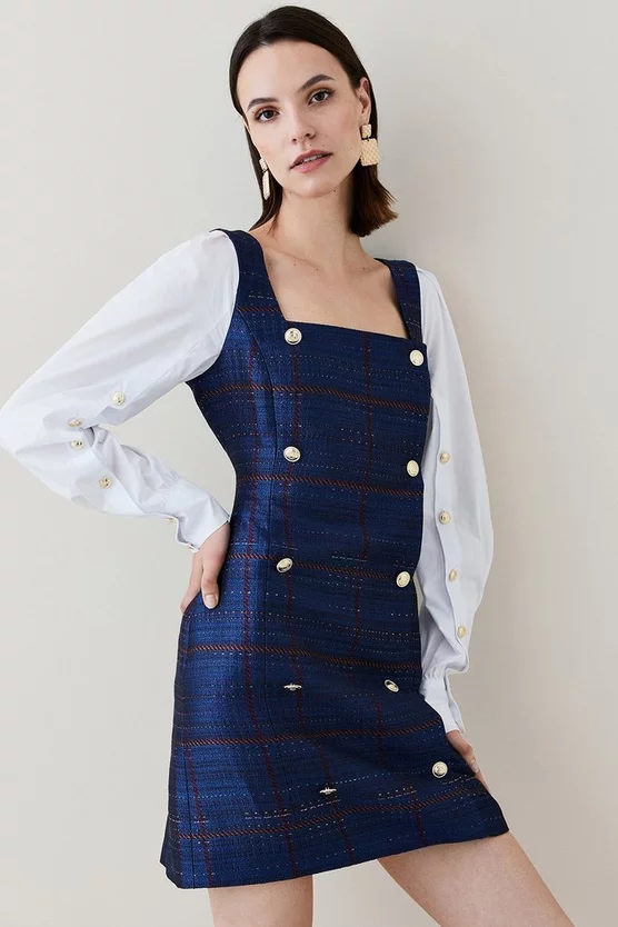 Coupon 😉 Karen Millen Check Cotton Sleeve Double Breasted Mini 👗 Dress 👏 8 Coupon 😉 Karen Millen Check Cotton Sleeve Double Breasted Mini 👗 Dress 👏 - Image 6