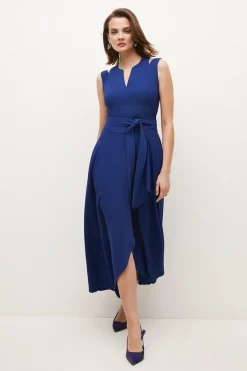 Best reviews of ❤️ Karen Millen Compact Stretch Viscose Waterfall Midi 👗 Dress 🔔 -Occasionwear Popular Store womens blue compact stretch viscose waterfall midi dress