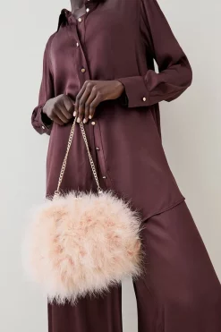 Buy 👏 Karen Millen Large Feather Chain Bag 😀 -Occasionwear Popular Store womens blue large feather chain bag 2