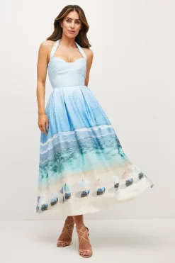 Discount ๐ Karen Millen Lydia Millen Tie Up Scenic Print Maxi ๐ Dress - blue โ 15 Discount ๐ Karen Millen Lydia Millen Tie Up Scenic Print Maxi ๐ Dress - blue โ -Occasionwear Popular Store womens blue lydia millen tie up scenic print maxi dress