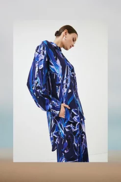 Best deal 👏 Karen Millen Midnight Chaos Woven Tunic 🌟 -Occasionwear Popular Store womens blue midnight chaos woven tunic