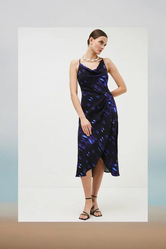 Buy โ๏ธ Karen Millen Relentless Satin Back Crepe Woven Slip ๐ Dress - blue ๐ 9 Buy โ๏ธ Karen Millen Relentless Satin Back Crepe Woven Slip ๐ Dress - blue ๐ - Image 7